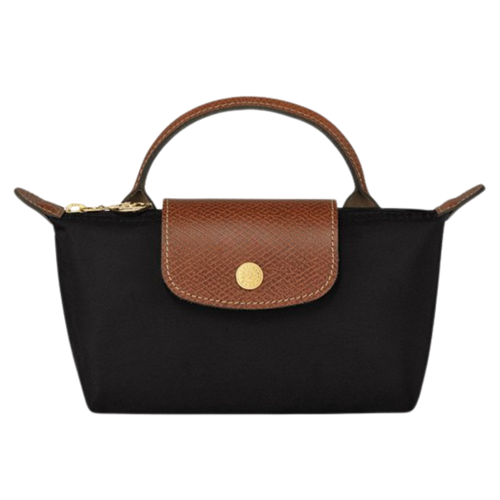 Emma • Mini Bolso Tote Negro Plegable Con Solapa