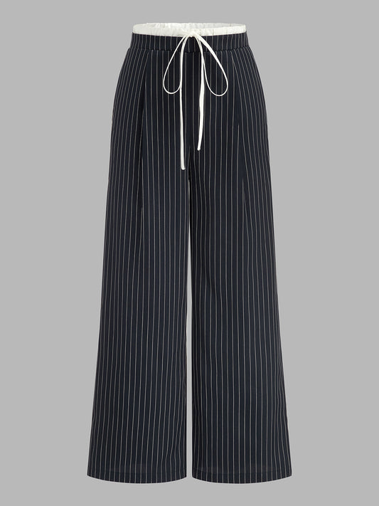 Pantalón de raya diplomática con cintura en contraste y cordón