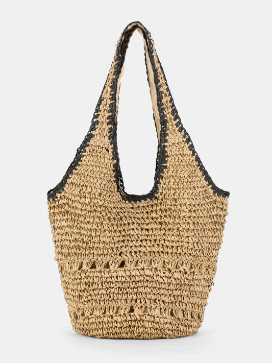 Bolso Tote de Rafia Trenzada con Croché