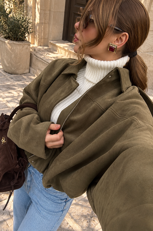Chaqueta Siena - Chaqueta oversize de estilo urbano en tono verde oliva